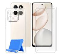 BUNALFaa Funda para Honor X7d 5G (6.77") Teléfono + 9H Dureza Cristal Templado (2 Piezas), Antigolpes Silicona a Prueba de Caídas Funda Móvil Clear TPU Suave Teléfono Móvil con Soporte