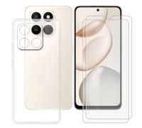 BUNALFaa Funda para Honor X7d 5G (6.77") Teléfono + 9H Dureza Cristal Templado (2 Piezas), Cover Antigolpes Protector a Case Prueba de Caídas + Vidrio Templado -Transparent