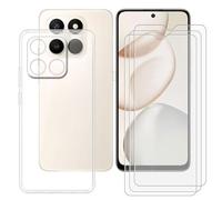 BUNALFaa Funda para Honor X7d 5G (6.77") Teléfono + 9H Dureza Cristal Templado (3 Piezas), Cover Antigolpes Protector a Case Prueba de Caídas + Vidrio Templado - Clear