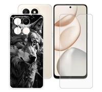 BUNALFaa Funda para Honor X7d 5G (6.77") Teléfono + Protectores de Pantalla 9H Dureza Vidrio Templado, Antigolpes y Antiarañazos Protectora Prueba de Caídas -Flor Irregular