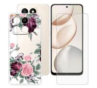 BUNALFaa Funda para Honor X7d 5G (6.77") Teléfono + Protectores de Pantalla 9H Dureza Vidrio Templado, Antigolpes y Antiarañazos Protectora Prueba de Caídas -Flor Irregular