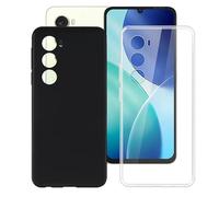 BUNALFaa Funda para Itel A100 (6.75") Teléfono, [2 Paquetes] Capa Antigolpes Silicona a Prueba de Caídas Case Protectora Carcasa TPU Suave - Negro+Clear