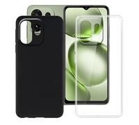 BUNALFaa Funda para Itel A100C (6.6") Teléfono, [2 Paquetes] Capa Antigolpes Silicona a Prueba de Caídas Case Protectora Carcasa TPU Suave - Negro+Clear