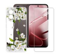 BUNALFaa Funda para OPPO A6i+ 5G (6.75") Teléfono + Protectores de Pantalla 9H Dureza Vidrio Templado, Antigolpes y Antiarañazos Protectora Prueba de Caídas -Flor de Pera