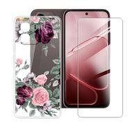 BUNALFaa Funda para OPPO A6i+ 5G (6.75") Teléfono + Protectores de Pantalla 9H Dureza Vidrio Templado, Antigolpes y Antiarañazos Protectora Prueba de Caídas -Flor Irregular