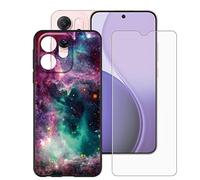 BUNALFaa Funda para OPPO Reno14 F Star Wars (6.57") Móvil Case + Cristal Templado Protector de Pantalla Capa Antiarañazos Protector Black Silicona Carcasas para -Cielo Estrellado Colorido