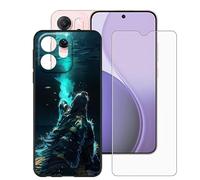 BUNALFaa Funda para OPPO Reno14 F Star Wars (6.57") Móvil Case + Cristal Templado Protector de Pantalla Capa Antigolpes y Antiarañazos Protector Black Silicona Carcasas para -Relajarse