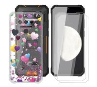 BUNALFaa Funda para Oukitel WP23S (6.52") Teléfono + Protectores de Pantalla 9H Dureza Vidrio Templado(2 Piezas), Antigolpes y Antiarañazos Protectora Prueba de Caídas -Corazón Colorido