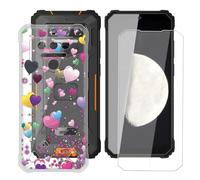 BUNALFaa Funda para Oukitel WP23S (6.52") Teléfono + Protectores de Pantalla 9H Dureza Vidrio Templado, Antigolpes y Antiarañazos Protectora Prueba de Caídas -Corazón Colorido
