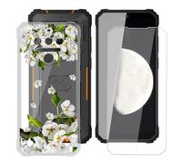 BUNALFaa Funda para Oukitel WP23S (6.52") Teléfono + Protectores de Pantalla 9H Dureza Vidrio Templado, Antigolpes y Antiarañazos Protectora Prueba de Caídas -Flor de Pera