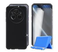 BUNALFaa Funda para Oukitel WP35 Pro (6.60") Teléfono + Cristal Templado(3 Piezas), Capa Antigolpes Silicona a Prueba de Caídas Funda Móvil para TPU Suave con Soporte para Teléfono Móvil-Negro