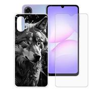 BUNALFaa Funda para Samsung Galaxy A07 5G (6.7") Teléfono + Protectores de Pantalla 9H Dureza Vidrio Templado, Antigolpes y Antiarañazos Protectora Prueba de Caídas -Tigre Negro