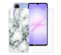 BUNALFaa Funda para Samsung Galaxy A07 5G (6.7") Teléfono + Protectores de Pantalla 9H Dureza Vidrio Templado, Antigolpes y Antiarañazos Protectora Prueba de Caídas -Patrón de Piedra