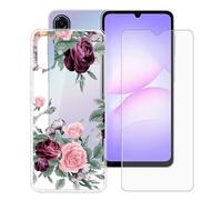 BUNALFaa Funda para Samsung Galaxy A07 5G (6.7") Teléfono + Protectores de Pantalla 9H Dureza Vidrio Templado, Antigolpes y Antiarañazos Protectora Prueba de Caídas -Flor Irregular