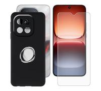 BUNALFaa Funda para Vivo IQOO 15 Honor of Kings (6.85") Teléfono + 9H Dureza Cristal Templado, Antigolpes y Antiarañazos Protector Silicona Negro Funda Móvil con Anillo Soporte Móvil Rotación 360°