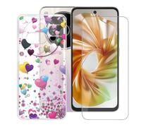 BUNALFaa Funda para ZTE Nubia Focus 2 5G (6.7") Teléfono + Protectores de Pantalla 9H Dureza Vidrio Templado, Antigolpes y Antiarañazos Protectora Prueba de Caídas -Corazón Colorido