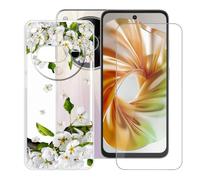 BUNALFaa Funda para ZTE Nubia Focus 2 5G (6.7") Teléfono + Protectores de Pantalla 9H Dureza Vidrio Templado, Antigolpes y Antiarañazos Protectora Prueba de Caídas -Flor de Pera