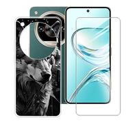 BUNALFaa Funda para ZTE Nubia Focus 2 Ultra (6.8") Móvil Case + Cristal Templado Protector de Pantalla Capa Antiarañazos Protector Transparente Silicona Carcasas para -Tigre Negro