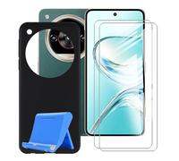 BUNALFaa Funda para ZTE Nubia Focus 2 Ultra (6.8") Teléfono + 9H Dureza Cristal Templado (2 Piezas),Antigolpes Silicona a Prueba de Caídas Funda Móvil Negro TPU Suave Teléfono Móvil con Soporte