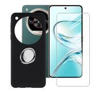 BUNALFaa Funda para ZTE Nubia Focus 2 Ultra (6.8") Teléfono + 9H Dureza Cristal Templado, Antigolpes y Antiarañazos Protector Silicona Negro Funda Móvil con Anillo Soporte Móvil Rotación 360°