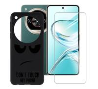 BUNALFaa Funda para ZTE Nubia Focus 2 Ultra (6.8") Teléfono + Protectores de Pantalla 9H Dureza Cristal Templado, Tapa Case Antigolpes Protector Carcasa Negro Silicona Funda Móvil -mirarte fijamente