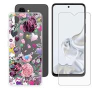 BUNALFaa Funda para ZTE Nubia S2 Lite (6.7") Móvil Case + Cristal Templado Protector de Pantalla Capa Antigolpes y Antiarañazos Protector Clear Silicona Carcasas para -Flores florecientes