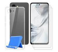 BUNALFaa Funda para ZTE Nubia S2e (6.7") Teléfono + 9H Dureza Cristal Templado (2 Piezas), Antigolpes Silicona a Prueba de Caídas Funda Móvil Clear TPU Suave Teléfono Móvil con Soporte