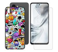 BUNALFaa Funda para ZTE Nubia S2e (6.7")Teléfono + Protectores de pantalla 9H Dureza Cristal Templado, tapa Case Antigolpes y Antiarañazos Protector Carcasa Negro Silicona Funda Móvil -Ojos múltiples