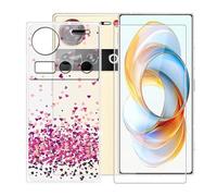 BUNALFaa Funda para ZTE Nubia Z70S Ultra (6.85") Móvil Case + Cristal Templado Protector de Pantalla Capa Antigolpes y Antiarañazos Protector Clear Silicona Carcasas para -Múltiples Corazones