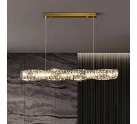 BUNCC Lámpara Colgante de Cristal Lineal de Lujo Lámpara Rectangular Lámpara Colgante de Cristal Moderna Lámpara Colgante de Oro Lámpara de Techo Colgante LED para Comedor Isla de Cocina