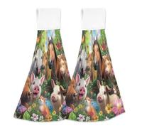 Bunch Of Farm Animals - Toallas de mano de cocina con trabillas para colgar, toalla de mano absorbente de forro polar coral, toalla seca suave, toalla seca de secado rápido, decoración de primavera