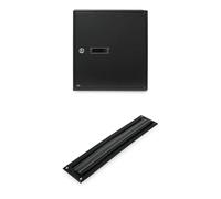 Bundle de Amig Buzón Recogecartas de Acero Negro para Cartas DIN A4 40 × 36 × 10 cm + Bocacartas Mod. 2 con Solapa para Puertas o Pared