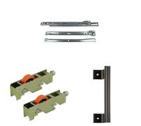Bundle de Amig Guías Correderas Metálicas para Cajones 400 mm (18 kg) + Rodamientos para Ventana Corredera Mod. COR28 + Manillón para Puertas Correderas de Aluminio Negro