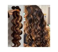 Bundle Hair 8-32 Inch Body Wave Hair Bundles 3 Pcs Brazilian Human, Highlight P4/27 Honey Brown Remy Extensions Extensiones de peinado(18 18 18)