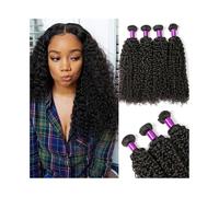 Bundle Hair Extensiones de cabello humano Remy indio rizado, 1, 3 o 4 mechones, 8 a 40 pulgadas, natural Extensiones de peinado(18 18 18 18)
