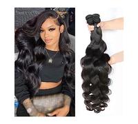 Bundle Hair Paquetes de ondas corporales Cabello humano Extensiones cabello brasileño for mujeres 36 38 40 pulgadas negro natural armadura Extensiones de peinado(26 26 26 26)