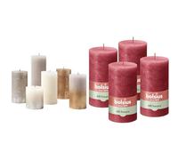 Bundle of Bolsius - Juego de regalo de velas - New Sparkle - Caja de 6 velas - Largo tiempo de combustión + Bolsius Velas rústicas - rojo - 4 unidades - 13 x 7 cm - duración de combustión 60 horas