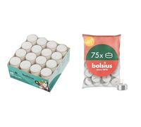 Bundle of Bolsius - Velas de Té - 75 Unidades - Duración de Combustión: 4 Horas - Velas Decorativas para el Hogar + Bolsius Juego de 48 velas de té en vasos transparentes - Larga combustión de 8 horas