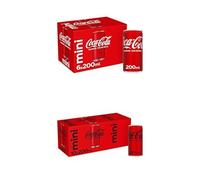 Bundle of Coca-Cola Sabor Original - Refresco de cola, Pack 6 mini latas 200 ml + Coca-Cola Zero Azúcar, Refresco de Cola sin Azúcar, sin Calorías- Pack 10 mini latas 200 ml