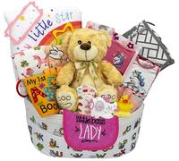 Bundle of Joy - Juego de regalo de lujo para niñas | Esenciales para bebés para futuras mamás y padres | Juego de canastilla de regalo para recién nacidos de 25 piezas para revelación de género | Rosa