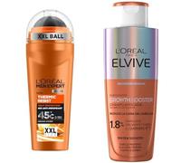 Bundle of L'Oréal Men Expert Thermic Resist Desodorante, Para Hombre, Roll-On Anti-transpirante, 48h eficaz contra calor extremo XXL 100ml + L'Oréal Paris Elvive Growth Booster Champú Anticaída 200ml