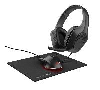 GXTrust Tridox Pack Gaming Cascos/Ratón/Alfombrilla de Ratón, Negro