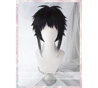 Bungo Bungou Stray Dogs Ryunosuke Akutagawa Short Black With White Wig Heat Resistant Hair Cosplay Costume Wigs + Free Wig Cap