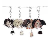 Bungo Stray Dogs - 4 llaveros de dibujos animados de anime Nakahara Chuuya Dazai Osamu Cosplay Acrílico Llavero Colección Regalo Decoración Colgante
