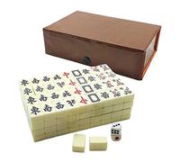BUNIQ Juego De Mahjong Chino, Azulejos De Mahjong De Viaje, Juego De Mesa Tradicional Chino Mahjong, Juego De Majiang Chino con 144 Piezas De Azulejos, Juegos De Mahjong Portátiles para Fiesta