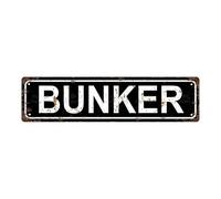 BUNKER - Letrero de metal vintage de estaño, letrero de calle, decoración del hogar, decoración de habitación, decoración de pared, decoración de baño, decoración de bar, decoración de cafetería