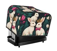 Bunnies In Bloom - Funda para tostadora de 4 rebanadas, protector de tela Oxford impermeable a prueba de polvo con bolsillo lateral para pequeños electrodomésticos de cocina