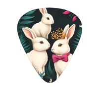 Bunnies In Bloom - Juego de 12 púas de guitarra con caja de almacenamiento, 3 grosores de 0,46/0,71/0,96 mm, púas ABS para guitarra, ukelele y bajo