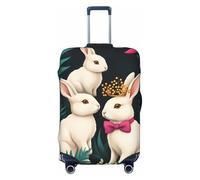 Bunnies in Bloom - Protector de equipaje elástico, a prueba de polvo y resistente a los arañazos, se adapta a maletas de 18 a 32 pulgadas, Black, L