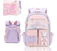 Bunny Backpack,Bunny Backpack for Girls, Kawaii School Bookbag, Cute Large Capacity Waterproof Bunny Backpack, for Grades 1-6 (Color : Purple)